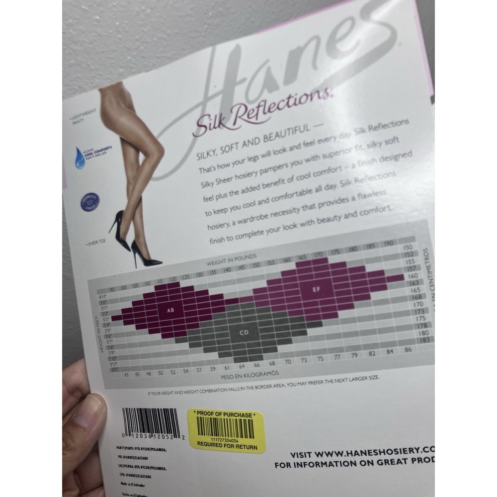 Silk Reflections Silky Sheer Pantyhose Size CD Color Barely There 2016 - Picture 4 of 5